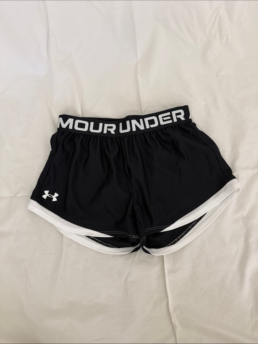 Under Armour Black Shorts with White Trim and Logo
